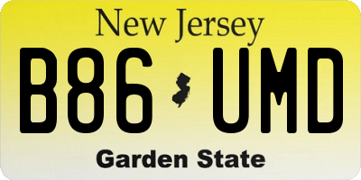 NJ license plate B86UMD