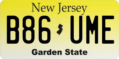 NJ license plate B86UME