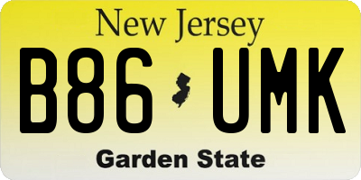 NJ license plate B86UMK
