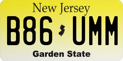 NJ license plate B86UMM