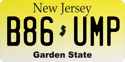 NJ license plate B86UMP