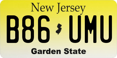 NJ license plate B86UMU