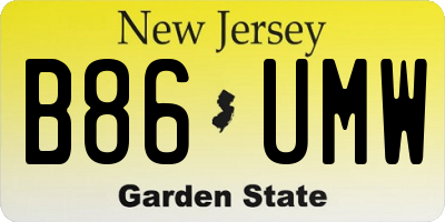 NJ license plate B86UMW
