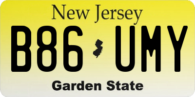 NJ license plate B86UMY