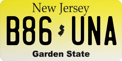 NJ license plate B86UNA