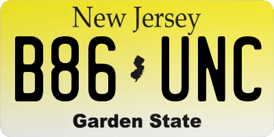 NJ license plate B86UNC