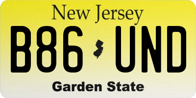 NJ license plate B86UND