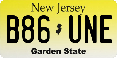 NJ license plate B86UNE