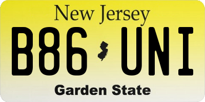 NJ license plate B86UNI