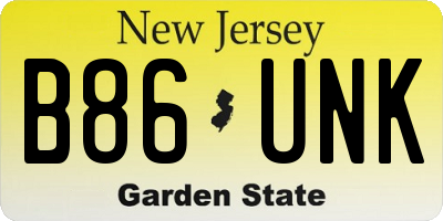 NJ license plate B86UNK