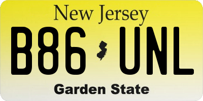 NJ license plate B86UNL