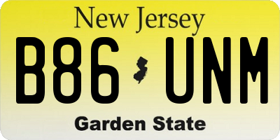 NJ license plate B86UNM