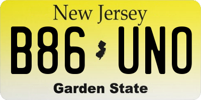 NJ license plate B86UNO