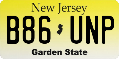 NJ license plate B86UNP