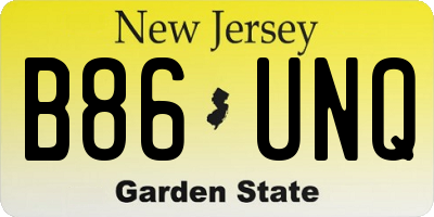 NJ license plate B86UNQ