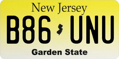 NJ license plate B86UNU