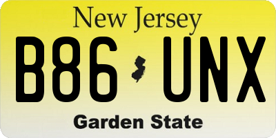 NJ license plate B86UNX