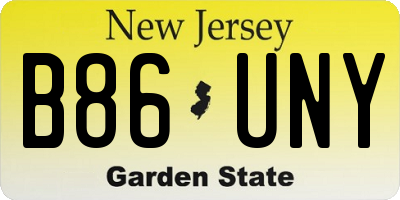 NJ license plate B86UNY