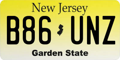 NJ license plate B86UNZ