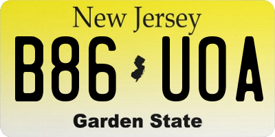NJ license plate B86UOA