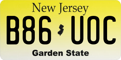 NJ license plate B86UOC