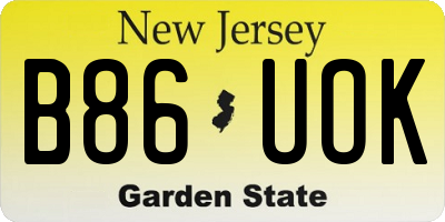 NJ license plate B86UOK