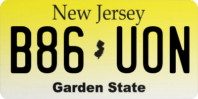 NJ license plate B86UON