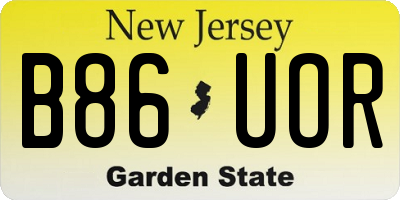 NJ license plate B86UOR
