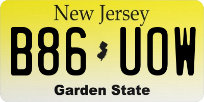 NJ license plate B86UOW