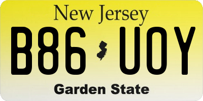 NJ license plate B86UOY