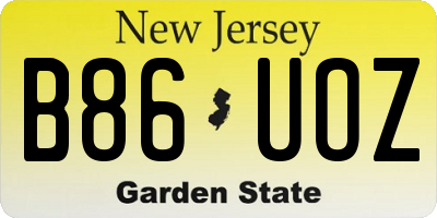 NJ license plate B86UOZ