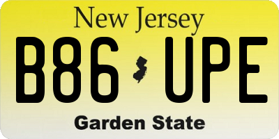 NJ license plate B86UPE