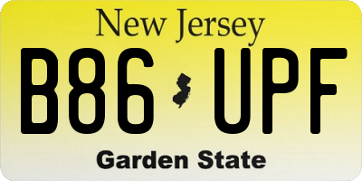 NJ license plate B86UPF