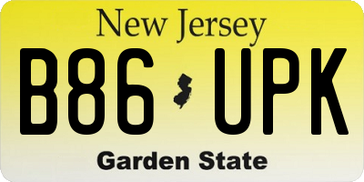 NJ license plate B86UPK