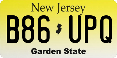 NJ license plate B86UPQ