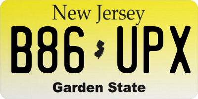 NJ license plate B86UPX
