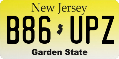 NJ license plate B86UPZ
