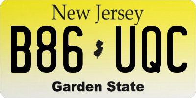 NJ license plate B86UQC