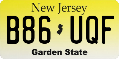 NJ license plate B86UQF