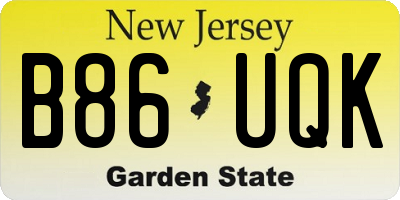 NJ license plate B86UQK