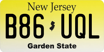 NJ license plate B86UQL