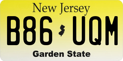 NJ license plate B86UQM