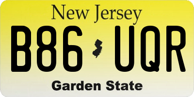 NJ license plate B86UQR