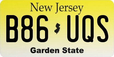 NJ license plate B86UQS