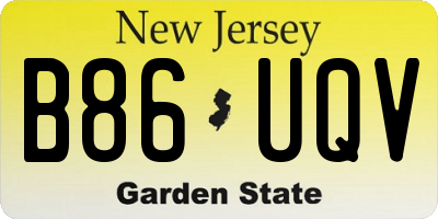 NJ license plate B86UQV