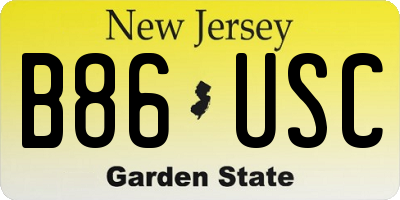NJ license plate B86USC