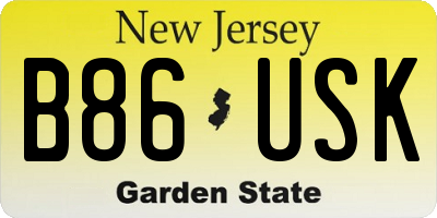 NJ license plate B86USK
