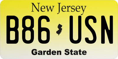 NJ license plate B86USN