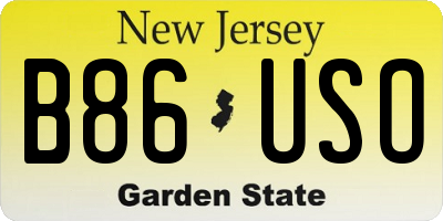 NJ license plate B86USO