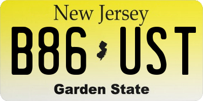 NJ license plate B86UST